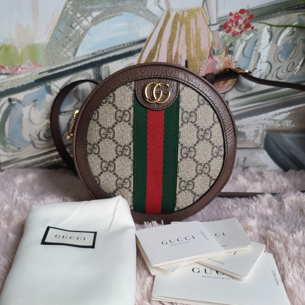 GUCCI Brown Ophidia GG Supreme Mini Backpack. Brand new in a box